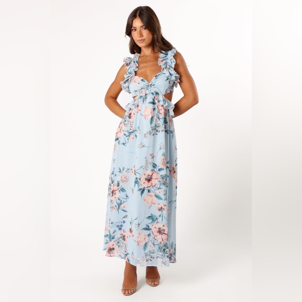 Petal & Pup Lucah Frill Shoulder Maxi Dress - bump friendly!